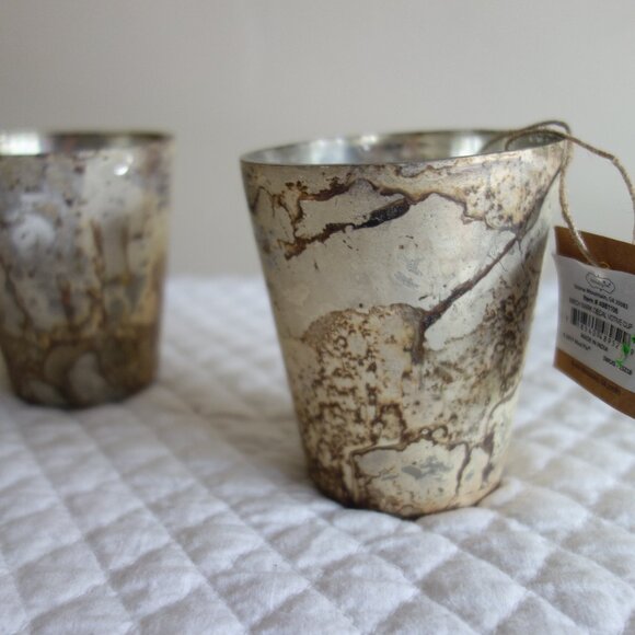 Two New MUD PIE Marbled Birch Bark Votive Cups (Stone Mountain, GA) - Picture 1 of 7